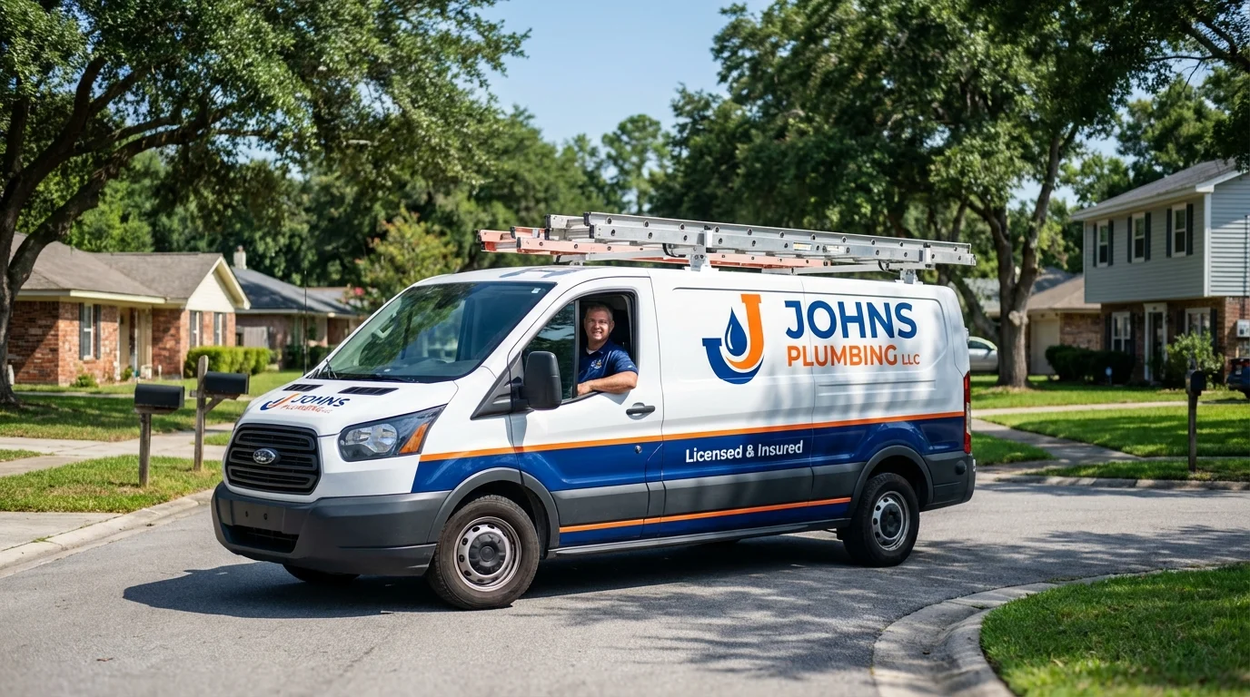 Johns Plumbing LLC service van in Elwood, KS